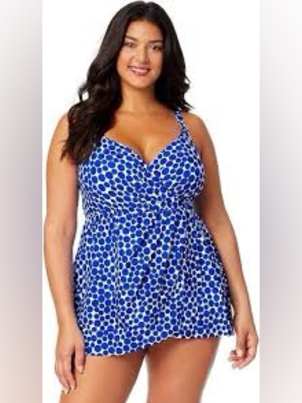 721 - Anne Cole NWOT Blue and White Polka Dot Swimdress, Size 20W